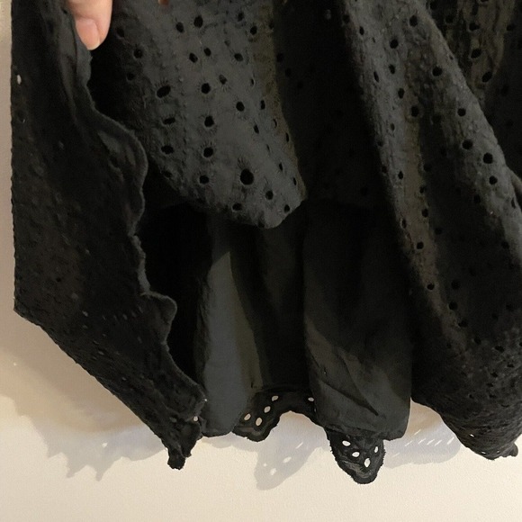 Le Ragazze Made in Italy Black Scalloped Eyelet Midi Dress Large Fully L… - Picture 7 of 8